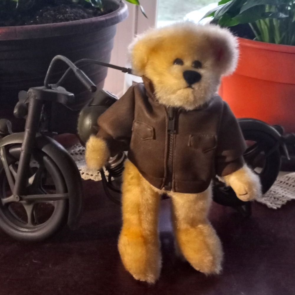 Ty Beanie baby bear with US Army motorcycle